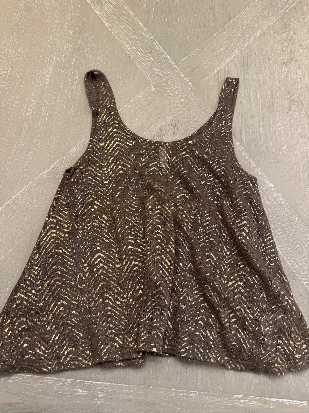 Xhilaration Brown Tank Top with Gold Metallic Accents